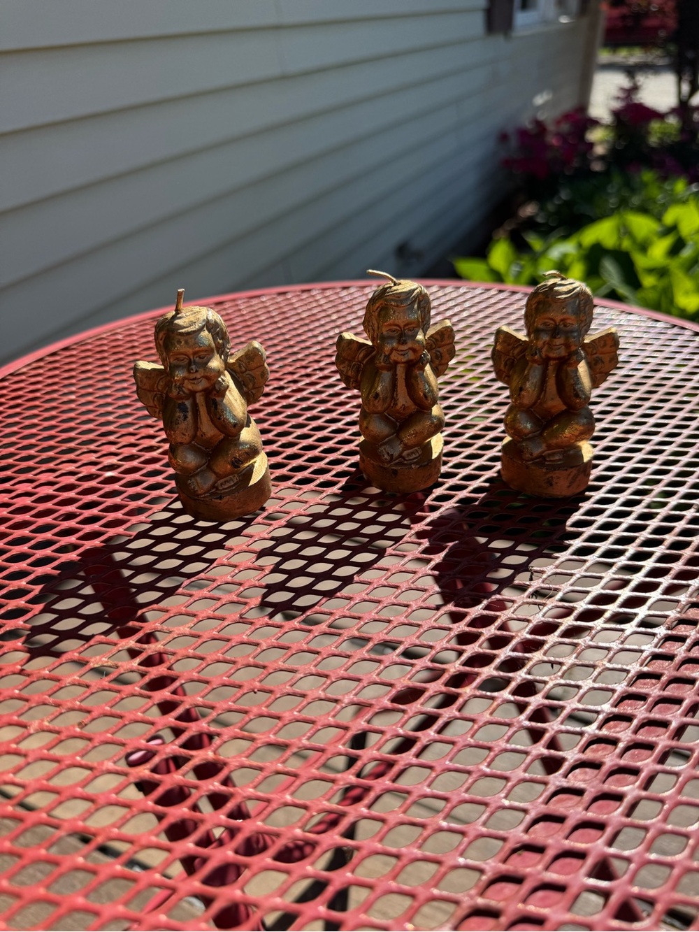 Set of 3 Small Gold Angel candle figurines